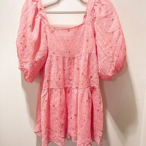 NASTY GAL PINK STAR PUFF SLEEVE DRESS